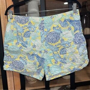 🌼 Vintage Lilly Pulitzer Lobster print Floral Seersucker Shorts seashell ocean